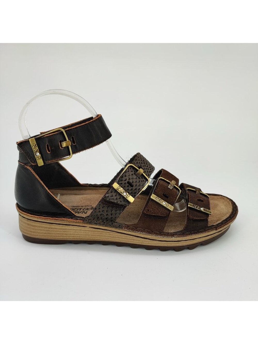 Naot Begonia Women’s 7 Black Leather Gladiator Strappy Sandals